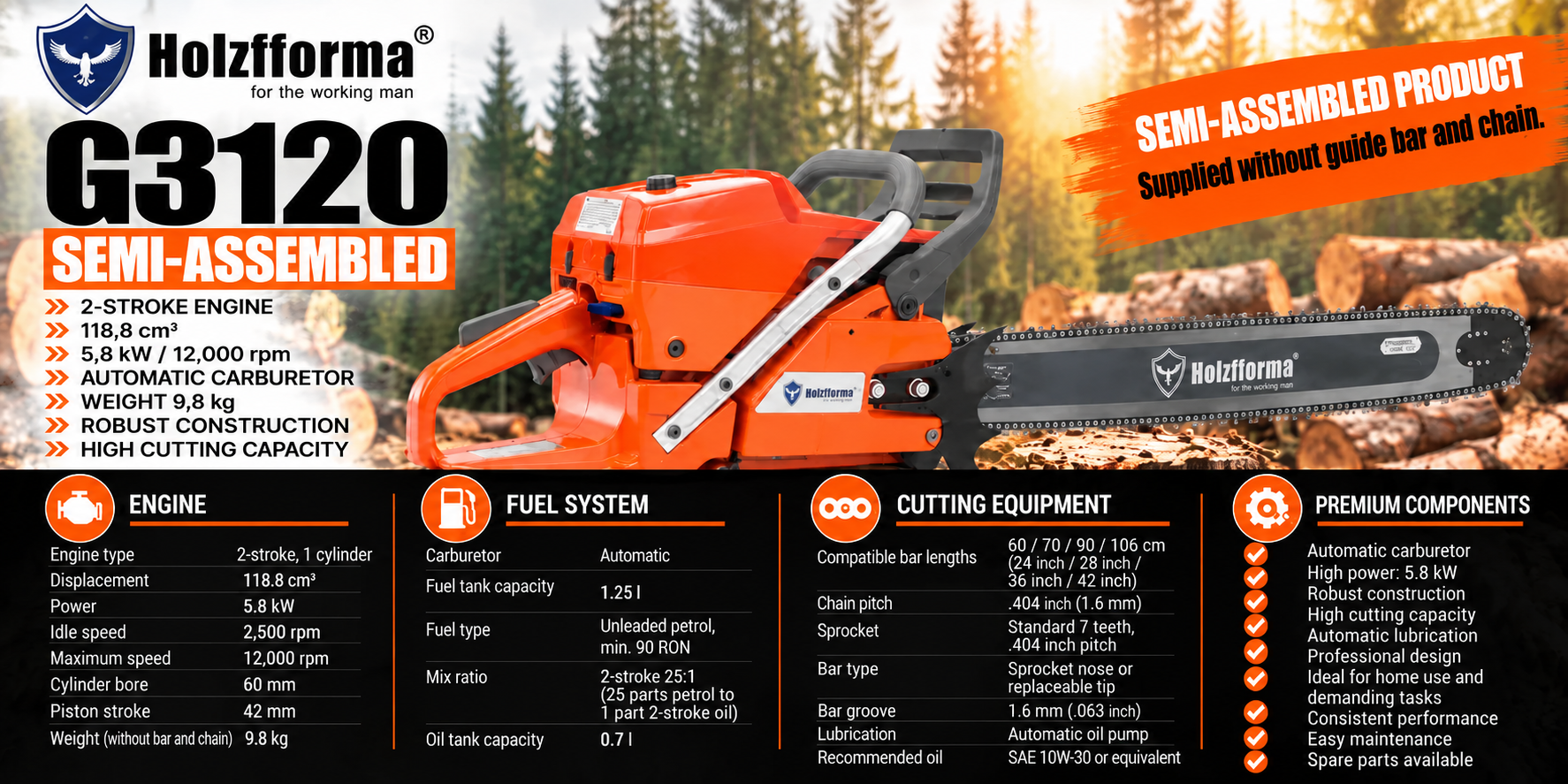Holzfforma G3120 specificatii tehnice